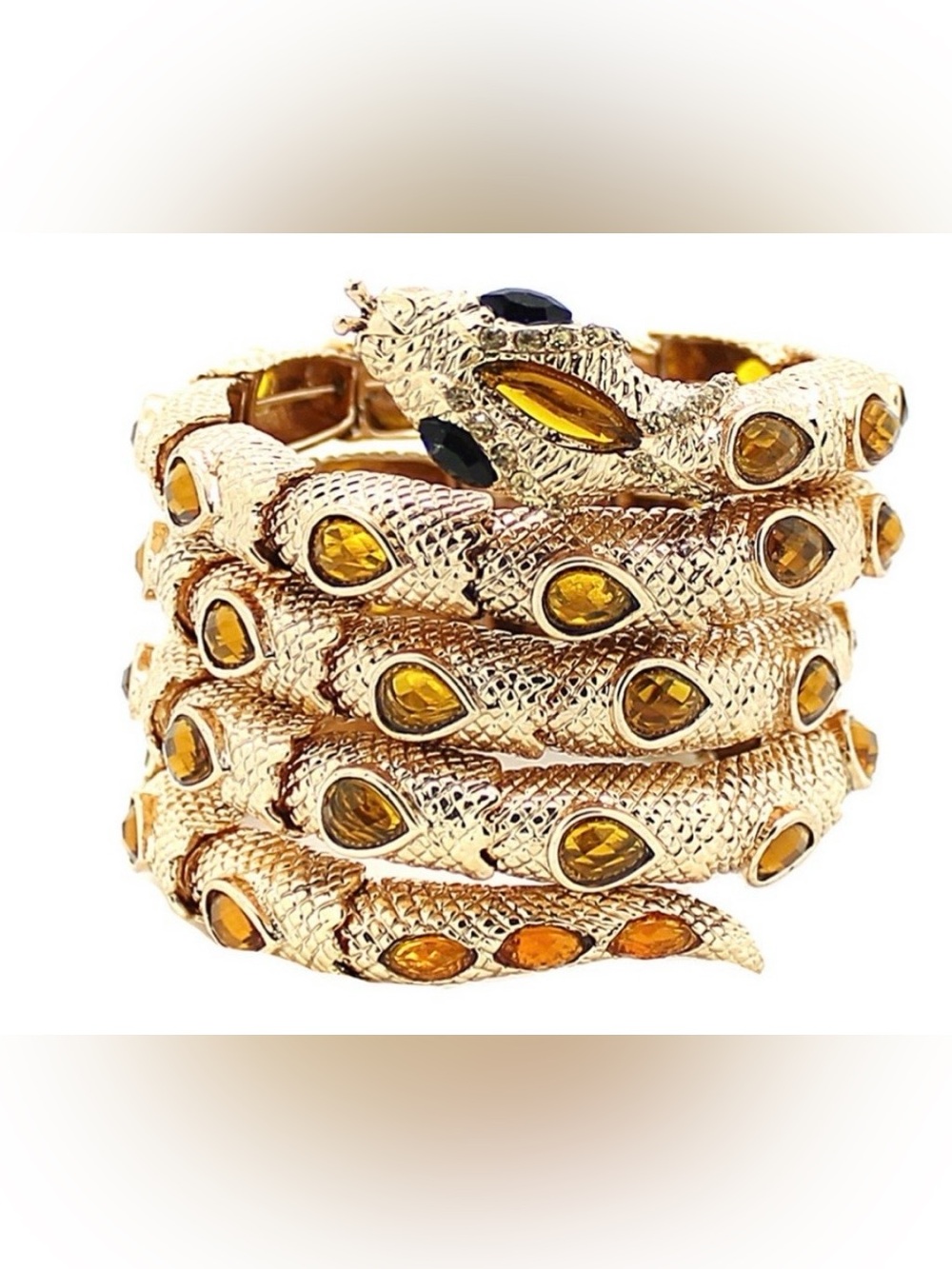 Eye Candy Los Angeles Gold-Tone Encrusted Snake Adjustable Cuff Bracelet NWOT